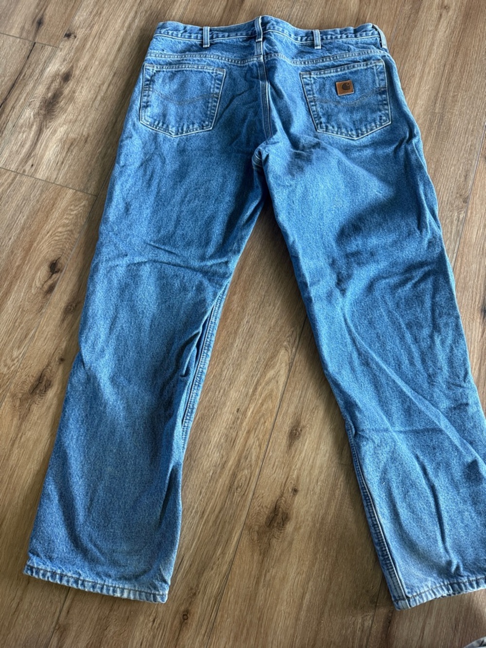 Carhartt Men's Relaxed Light Blue Denim Work Jeans- flannel lined 38x32 - Picture 4 of 6
